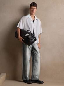 AKNOTIC Men's Loose Woven Long Straight-Leg Casual Pants, Suitable For Everyday Wear