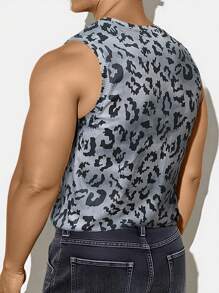 Manfinity LEGND Men's Slim Fit Leopard Print Crew Neck Sleeveless Top, Summer Music Festivals Muscle Shirts For Men - Multicolor - View 2