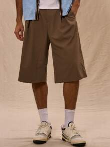 Musero Loose Fit Tailored Longline Shorts Summer Street Style Holiday Vacation Smart - Multicolor - View 2