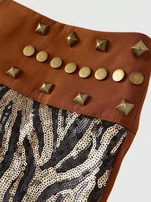 ROMWE Avant Women's Y2K Harajuku Zebra Print Mini Skirt - Brown - View 3