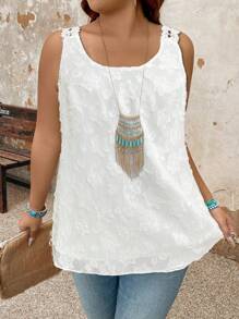 EMERY ROSE 大码女式度假提花撞色蕾丝宽松背心