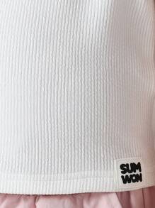 SUMWON Top sin mangas acanalado con detalle de mariposa para niñas, top básico casual y deportivo de verano, top de moda con ribete amarillo para uso diario