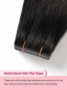 Ekstensi Rambut Manusia Asli Berkualitas Profesional Tanpa Sambungan, Dijahit Tangan, Rambut Asli Alami Hitam 50G, Rambut Lurus, Ekstensi Rambut Tape In - SNatural - View 4