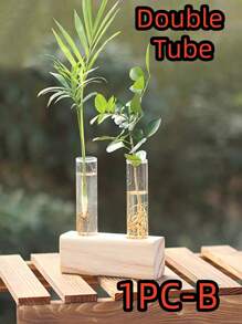 SHEIN 1pc Modern Creative Desktop Hydroponic Plant Test Tube Glass Vase For Home Decor - Multicolor - View 5
