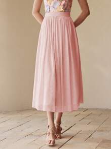 MOTF PREMIUM Falda fluida fruncida - Rosa - Ver 6
