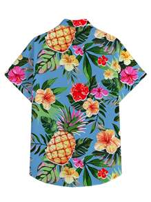 Manfinity VCAY Plus Size Men's Floral Print Short Sleeve Casual Shirt, Vacation, Father's Day Gifts - Multicolor - View 4