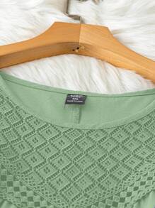 SHEIN LUNE 大码休闲纯色蕾丝拼布背心，适合夏季