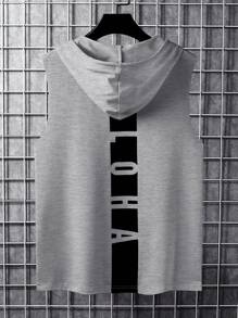 Manfinity Homme Men's Casual Sleeveless Hooded Tank Top With Rib-Knit Detailing And Regular Fit - Light Grey - View 1