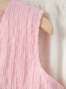 SHEIN 年轻女孩可爱 3D 花卉无袖罩衫上衣和喇叭形针织裤两件套休闲夏季套装 - 彩色 - 查看 6