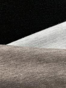 Tween Boy Contrast Panel Round Neck Short Sleeve Top & Shorts Knit Comfortable Casual 2 Pieces Sleepwear Set - Black - View 3