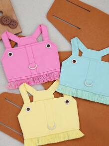 PETSIN Rose Red & Yellow Cute Casual Minimalist Dog Dress, Lightweight Breathable Pet Harness Dress, European & American Summer New Arrival - Rose Red - View 4