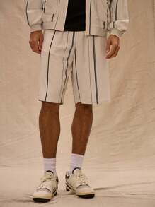 Musero Elasticated Waist Pinstripe Shorts Only Spring Summer Easter Vacation - Beige - View 2