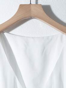 Franclia 2 pièces/Set Femmes grande taille, ensemble chemise de couleur unie avec nœud à la taille et pantalon large - Blanc - Voir 5