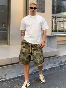 DAZY Simple Solid White Summer T-Shirt For Men - White - View 4