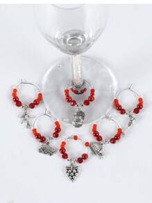 6 Stücke Weinglasmarker, Weinglas-Identifizierer, Trinkmarker für Weingläser für Weihnachten, Thanksgiving, Geburtstag, Weinparty, Weihnachtsgeschenke, Fröhliche Weihnachten