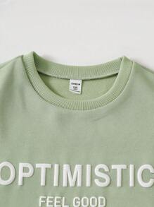 SHEIN Explorewe 2pcs/Set Tween Boys' Letter Print T-Shirt Set, Summer - Green - View 5