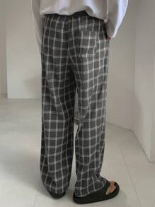 DAZY Men's Spring Gray Plaid Straight Leg Pants - Grey - View 2