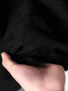 Rusticease 休闲纯色缺口领上衣和裤子套装 - 黑色 - 查看 3