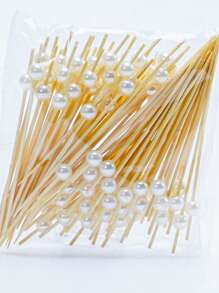 SHEIN Basic living 50pcs/100pcs 混合款式，一次性水果签，竹签，花签，水果叉，创意艺术牙签，鸡尾酒签，三明治签，水果签