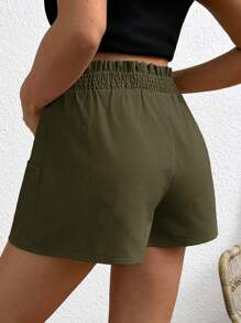SHEIN Pregnant Women High Waist Solid Color Casual Shorts