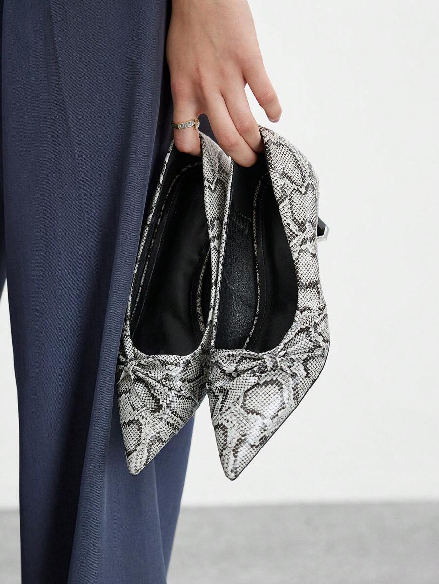 CUCCOO BIZCHIC Women's Pointed Toe Slip-On High Heel Shoes With Bow Decor, Multi-Color, Everyday Wear