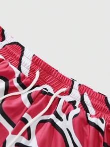 ROMWE MEN Casual Men's Graphic & Fashionable Shorts, Suitable For Summer - Multicolor - View 3