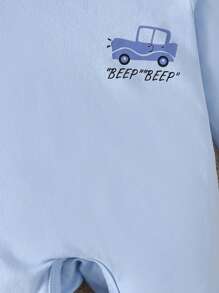 2 件套新生男婴汽车卡通全身印花趣味长袖连脚连体衣 + 围兜套装，适合所有季节婴儿服装套装新生儿套装男孩柔软婴儿服装新生男婴服装婴儿服装套装男女通用婴儿服装新生儿男女通用服装新生儿婴儿服装男女通用纯棉夏装夏季睡衣假日旅行休闲夏装纯棉婴儿服装新生儿婴儿服装男童 - 藍白色 - 查看 3