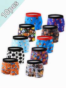 10pcs/Pack Toddler Boys Cartoon Print Underwear, With Video Game, Soccer, Football Prints Mother Day Gift Graduation Gift Summer Clothes - Multicolor - View 2