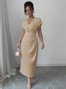 Rafferiza High-End Exquisite French Elegant & Charming Lady Dress - Khaki - View 4