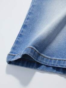 Tween Boys Street Style Versatile Summer Light Wash Distressed Skinny Adjustable Waist Denim Shorts, School, Campus, College - Medium Wash - View 4