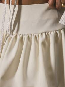 MUSERA Plus Waistband Puff Ball Mini Skirt, Holiday, Elegant Summer Vacation Holiday Festival - White - View 5