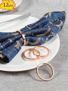 4-12 件现代简约锌合金圆形光环餐巾环，适用于生日、婚礼、感恩节、圣诞节、复活节、宴会、自助餐桌优雅装饰 - 彩色 - 查看 13