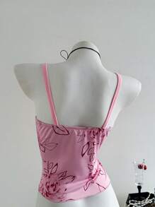 Elamini Áo ba lỗ nữ bó sát phong cách ballet nơ nơ ngọt ngào tinh khiết - Hồng - Xem 2