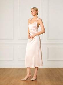 CUCCOO HITCHD Women's Mid Heel Pointed Toe Stiletto Party Pumps For Christmas - Khaki - View 9