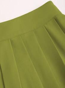 Sweetra 女士优雅奢华风格装饰纽扣背心 + 褶皱迷你裙 2 件套西装套装，适合派对 Y2K 装 - 綠色 - 查看 7