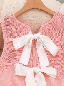 Elamini Áo len dệt kim thường ngày có trang trí nơ, Xuân/Hè - Hồng - Xem 5