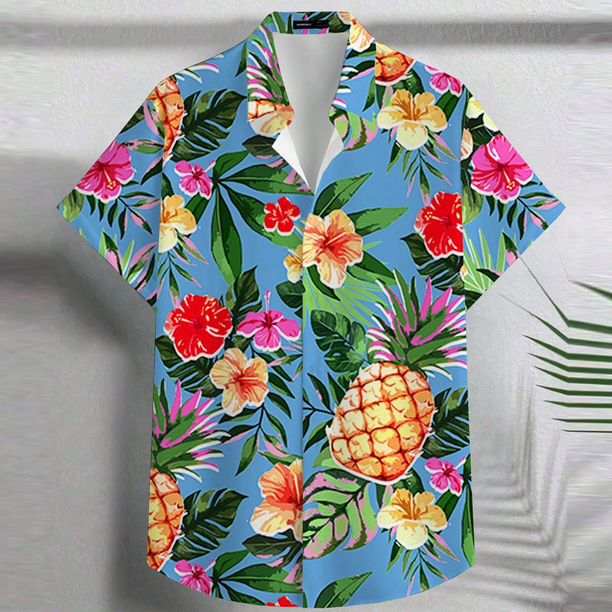 Camisa casual de manga corta con estampado floral para hombres de talla grande