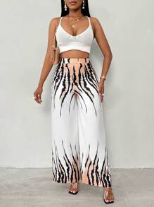 Zolique 女士时尚动物印花阔腿裤，适合通勤、夏季、乡村音乐会、狂欢节、度假、波西米亚风 - 彩色 - 查看 7