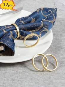 4-12 件现代简约锌合金圆形光环餐巾环，适用于生日、婚礼、感恩节、圣诞节、复活节、宴会、自助餐桌优雅装饰 - 彩色 - 查看 10