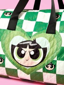 THE POWERPUFF GIRLS X SHEIN 可折叠格子毛茛图案大容量旅行袋 - 彩色 - 查看 5