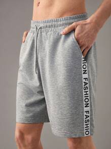 RueChic Men Printed Grogren Detail Regular Short - Grey - View 1