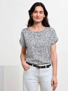 Miaspire Áo sơ mi Tất cả trên in Giải trí - Đen và trắng - Xem 1