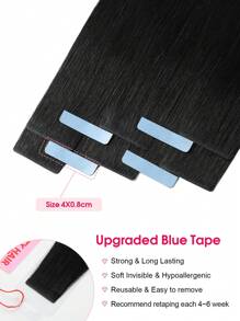 角质层雷米无缝注射手工专业品质原生真人发隐形接发片真人发自然黑 10 件 25 克直发接发片 - S1 - 查看 5