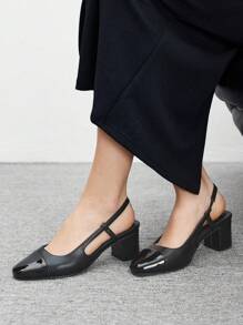 CUCCOO BIZCHIC New Simple Commuter Vibe Chunky Heel Women Shoes - Black - View 1