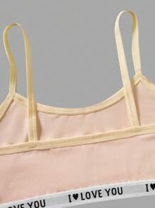 SHEIN 6pcs Tween Girls Casual/Sports Minimalist Letter Print Stretchy Soft & Breathable Training Bras Set