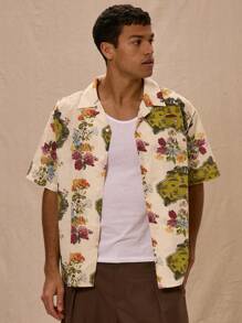 Musero 春夏花卉动物印花短袖纽扣衬衫 - 彩色 - 查看 1