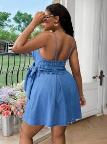 SHEIN SXY Plus Size Casual Vakantie Sexy Denim Jarreteljurk