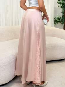 Glamine 女士粉色蕾丝拼布长裙 - 粉色 - 查看 1