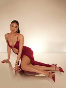 SHUZIA 女士高跟尖头优雅仿皮时尚带扣后带鞋 - 酒紅色 - 查看 7