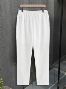 Manfinity Homme Ensemble chemise à manches courtes et pantalon de couleur unie décontracté pour hommes